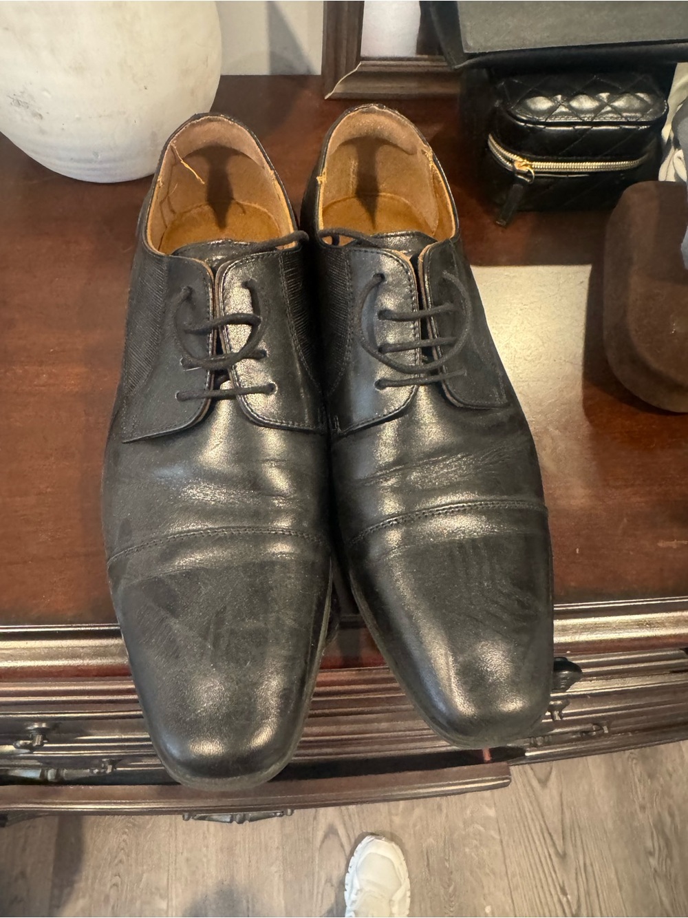 Josef Hoffmann Black Leather Derby Dress Shoes
